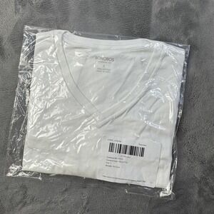 Bonobos Shirt Mens Small White Standard Fit V Neck Cotton Casual Short Sleeve